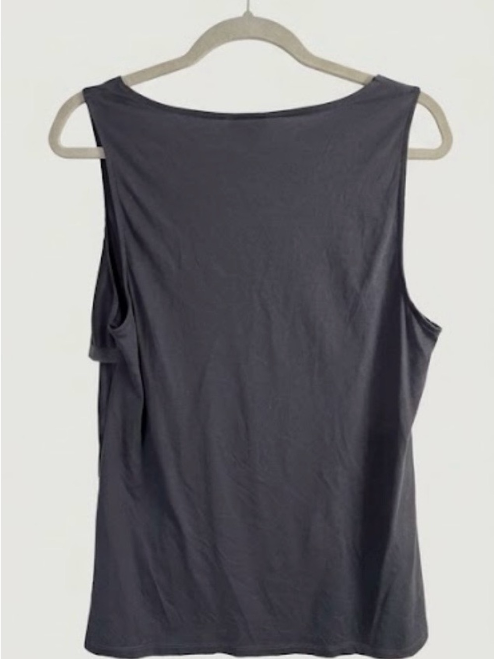 Ann Taylor sleeveless tiered ruffle tank top in charcoal grey/slate L - Picture 2 of 3